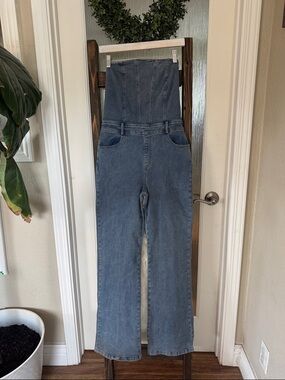 Strapless denim jumpsuit